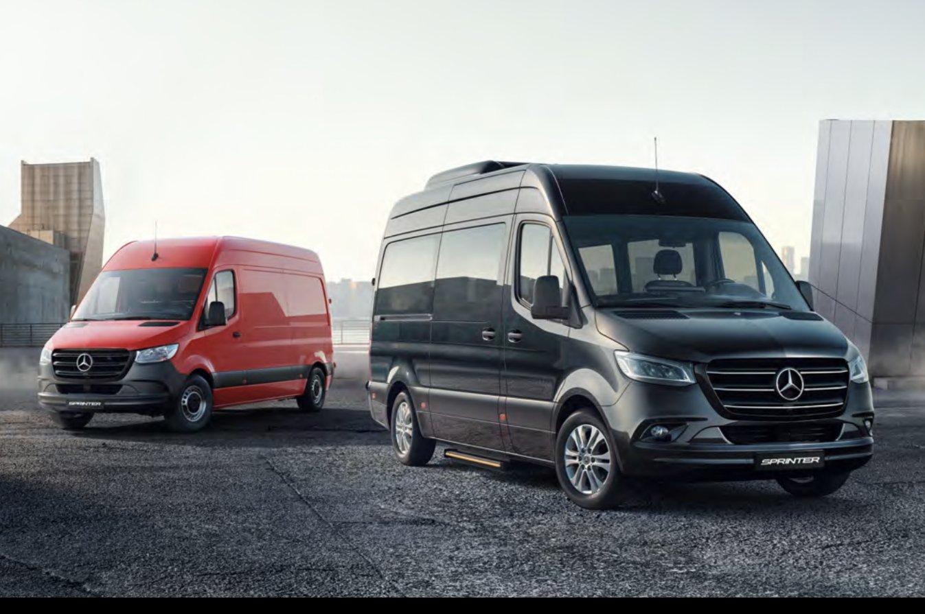 Left hand drive Mercedes Sprinter van and minibus